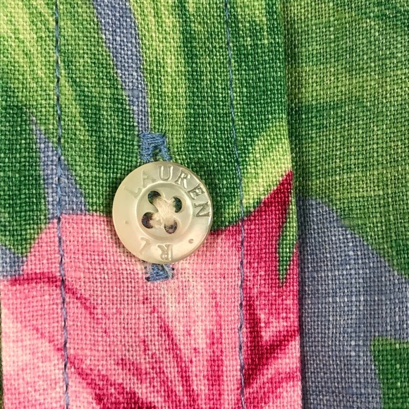 Vntg. Lauren Ralph Lauren Linen 2 Pc. Short Set - Picture 5 of 11